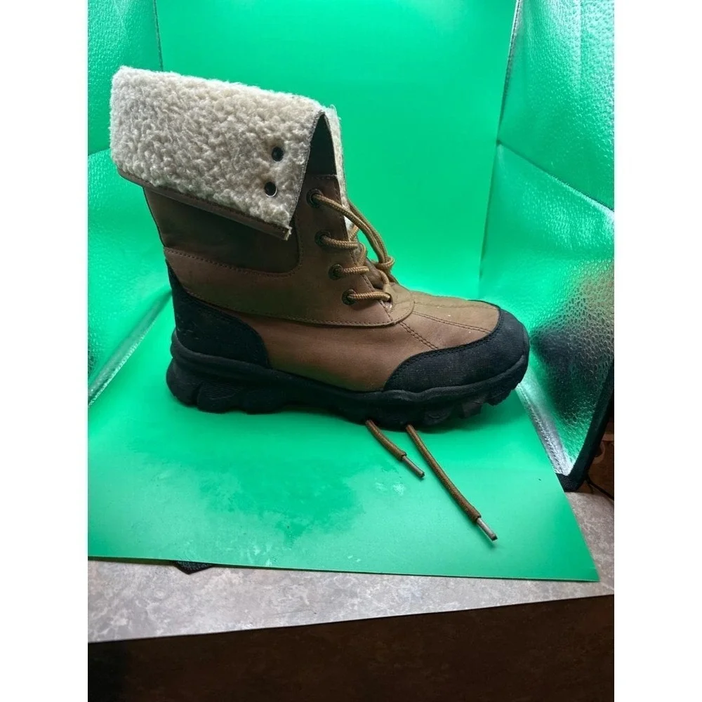 Nautica Indus Brown Shearling Lined Duck Boots Women US 4 Lace Up Winter Boots
